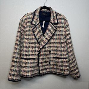 Talbots Multicolor Tweed Blazer with Navy Trim